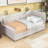 Twin Wood L-Shaped Upholstered Bed with Drawers-608065577
