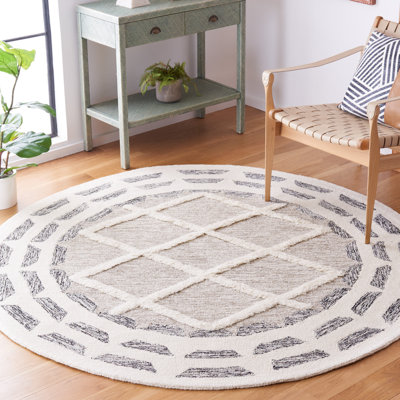 Tapis géométrique en laine / coton touffeté à la main Peytin