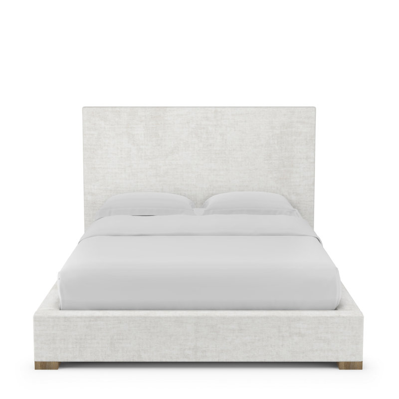 Sloan Upholstered Bed, King, Crushed Velvet Alabaster, Weathered