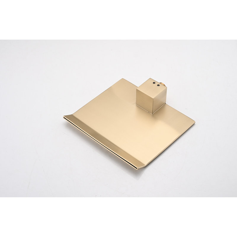 Wall Mounted Bathroom Faucet In Brushed Gold - Modern Waterfall Look With Ceramic Disk And Easy Control Sink Mounted, Single Handle For Operation