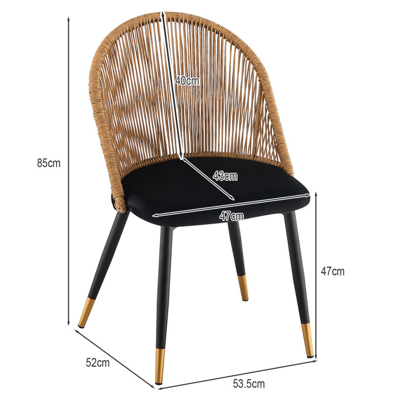 Kruitbosch 47cm H Velvet Upholstered Metal Side Chair