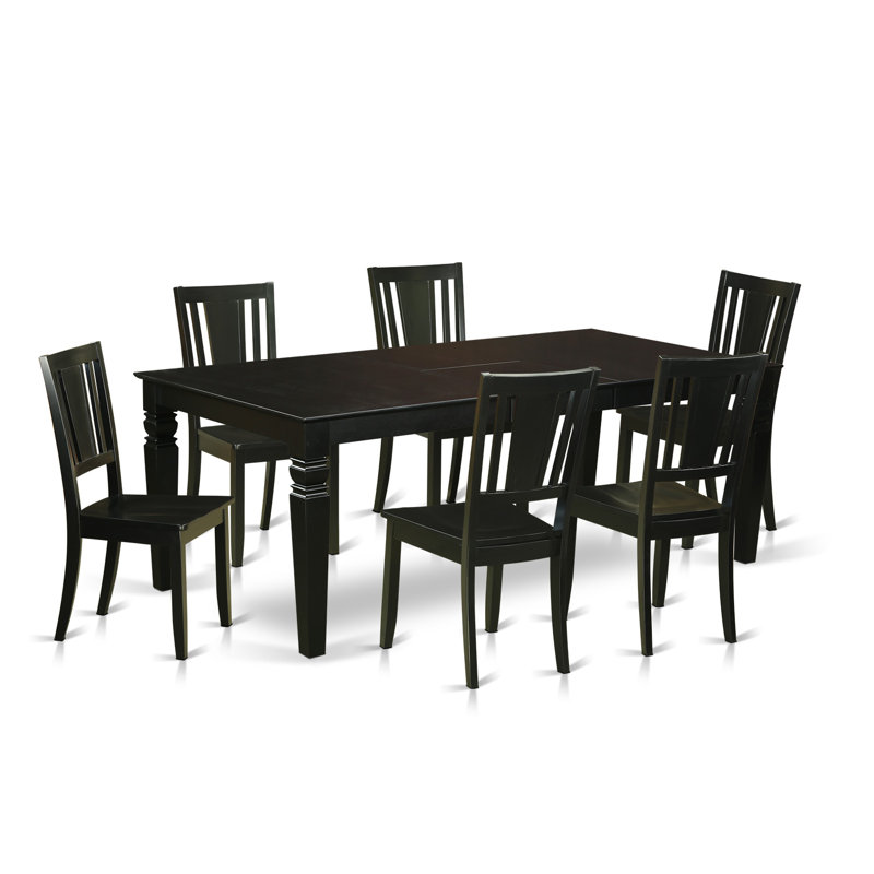 Ensemble de table de salle à manger 7 pièces 7 pièces 42 x 84 po, noir et blanc