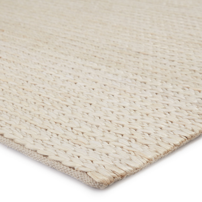 Tapis en jute crème en jute tissé à plat à la main Cyanic, Rectangle 5 pi x 8 pi