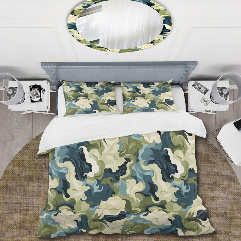 Ensemble de housse de couette Green Nomad Camo Elegance I, Housse de couette simple + 1 taie décorative stan