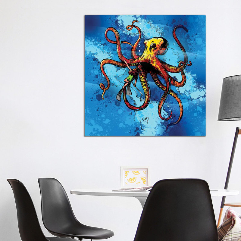 Octopus From The Deep by David Loblaw - Wrapped Canvas Painting, 93.98 cm H x 93.98 cm W x 1.91 cm D