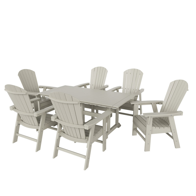 Altura 7-Piece Outdoor All Weather Poly Dining Set, Sand