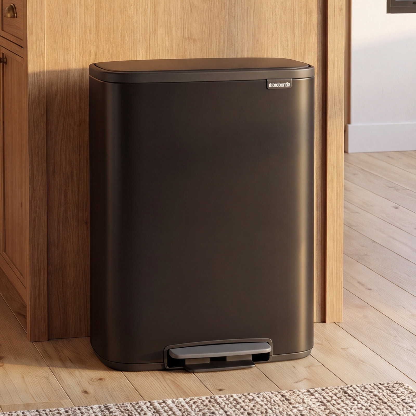 Brabantia Bo 9gal Step-On Recycling Can, Matte Black