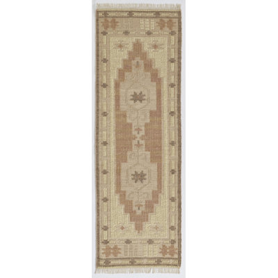 Damaris Orange Brown Hand-Woven Oriental Wool Rug