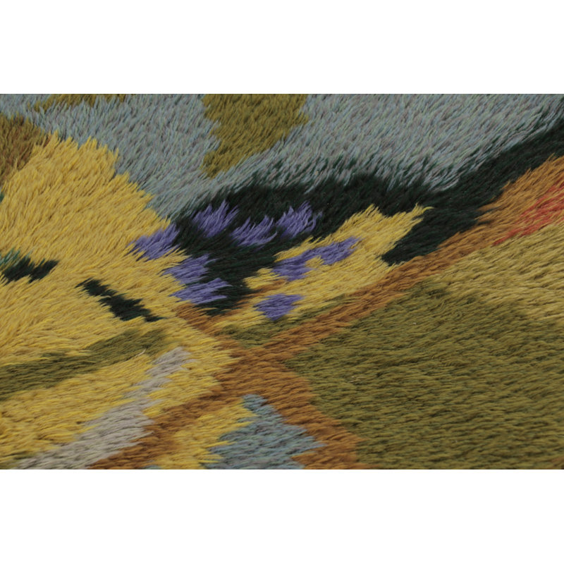 Vintage Swedish Rya Rug, Vibrant Scandinavian Floral Patterns - Rug & Kilim