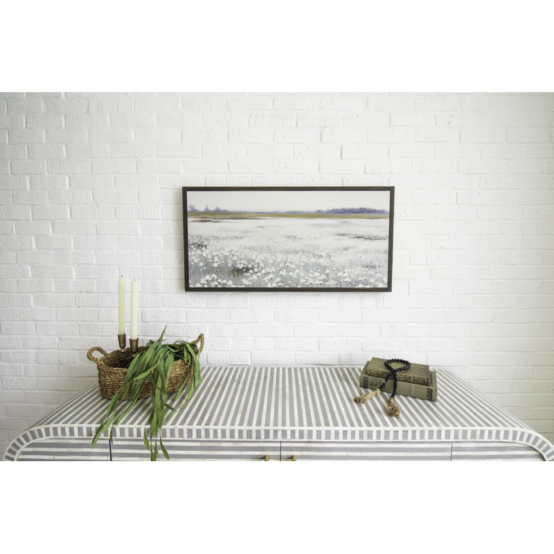 Coton, paysage abstrait, art mural encadré en bois, Brun foncé