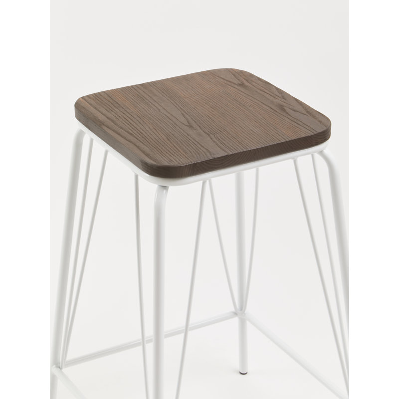 Laughlin Counter Stool with Metal Frame, Black/White
