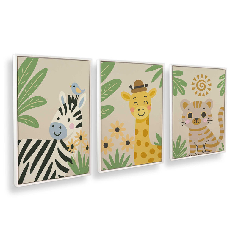 Ensemble de 3 impressions Bloomside Buddy, 18 po x 12 po, Cadre flottant blanc opaque