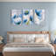 Ensemble de 3 impressions sur toile à motif floral coquelicot bleu et blanc-1733644007