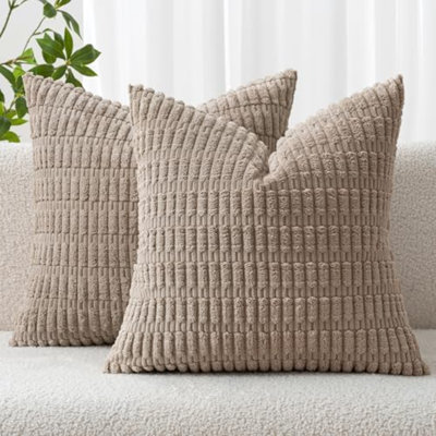 Housses de coussin décoratif en velours côtelé Euro 24 x 24 rosé Euro
