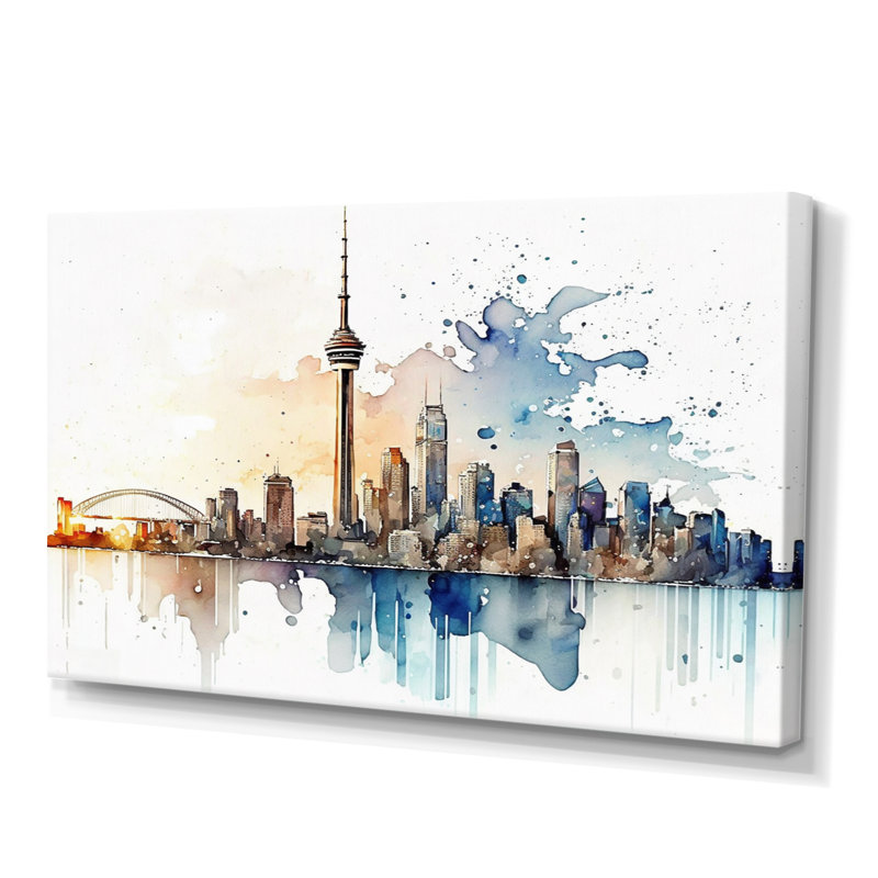 Toronto Skyline I - Print on Canvas, 24" H x 32" W x 1" D, Wrapped Canvas