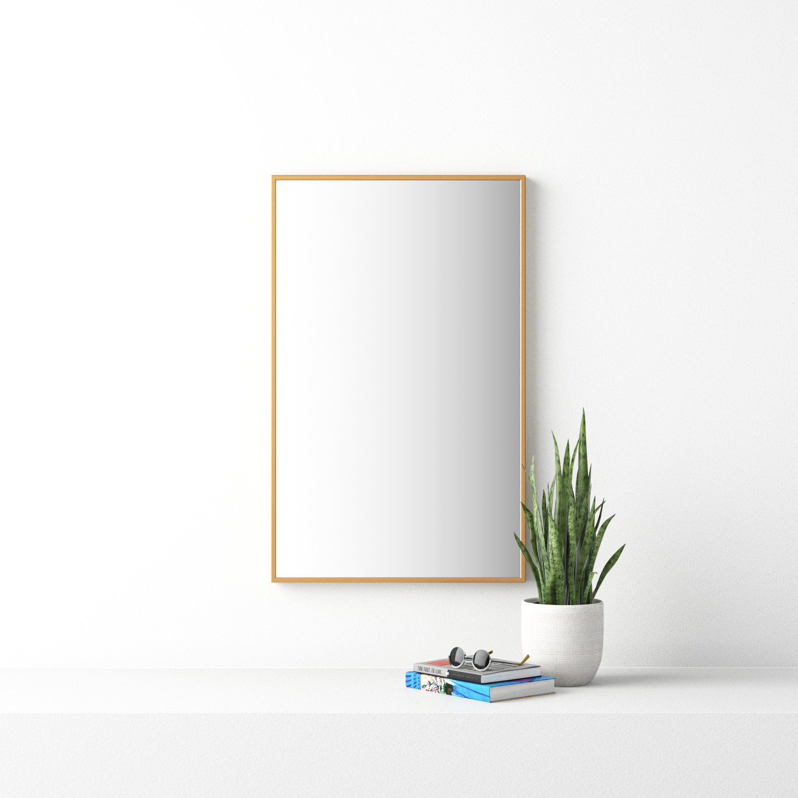 Sabine Metal Rectangle Wall Mirror, 48" x 30", Brass