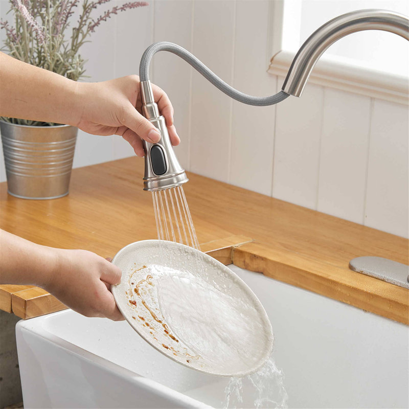 AWZTOO Pull Down Kitchen Faucet, Brushed Nickel