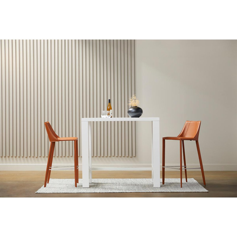 Carramar Upholstered Counter Stool with Metal Frame, Orange, Bar Stool (30" Seat Height)