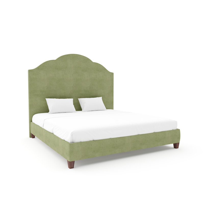 Lit Langley avec rails de 9 po, Grand lit, Encre velours performance vie chic, Tabac riche