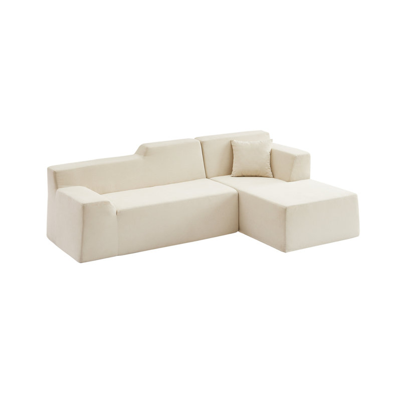 Canapé à dossier haut en velours côtelé moderne et minimaliste, canapés à compression, Beige