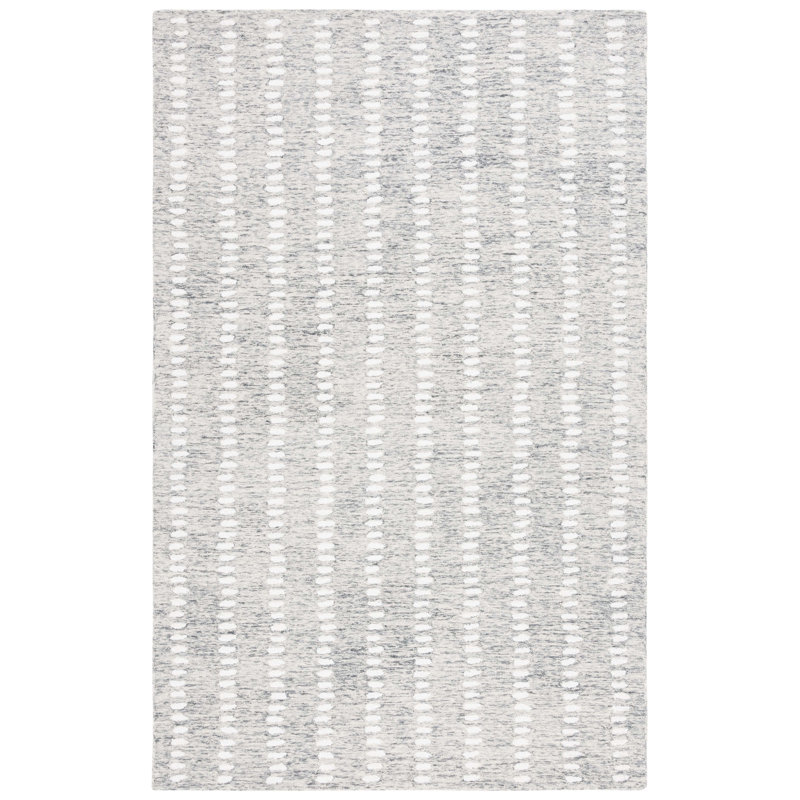 Verree Abstract Hand Tufted Wool/Chenil/Cotton Abstract Rug in Ivory/Gray, Rectangle 4' x 6'