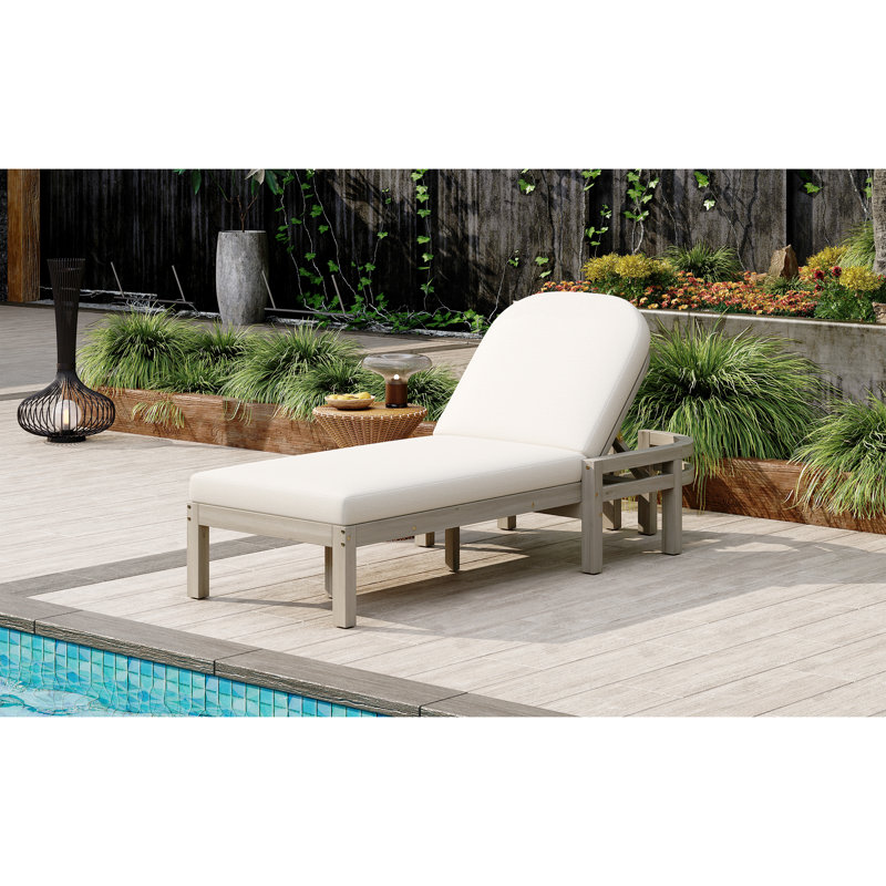 Premium Acacia Wood Outdoor Chaise Lounge with 5-Position Adjustable Backrest, Arched Design for Ultimate Comfort and Style