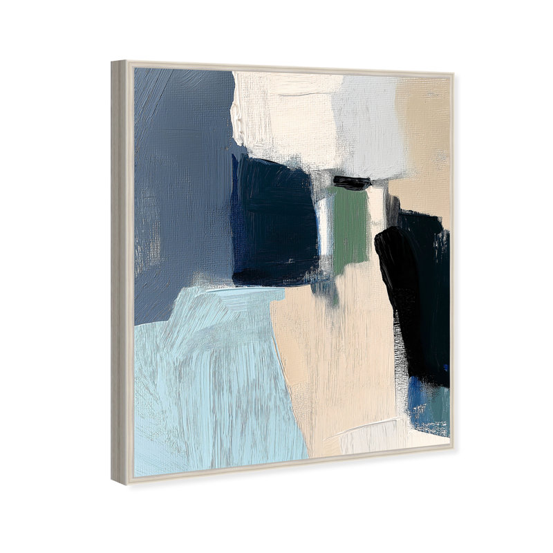 Deep Blue Mirage Canvas Abstract Print by Oliver Gal, Black Frame, 16 x 20, 21"H x 17"W, Silver Frame