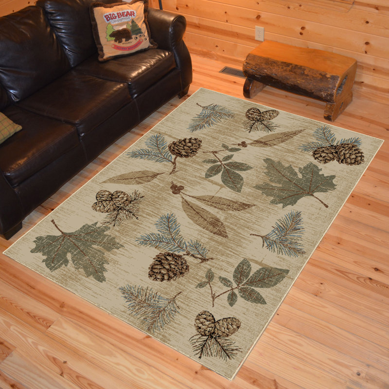 Tapis beige / bleu Perz, Rectangle 5 pi 3 po x 7 pi 3 po