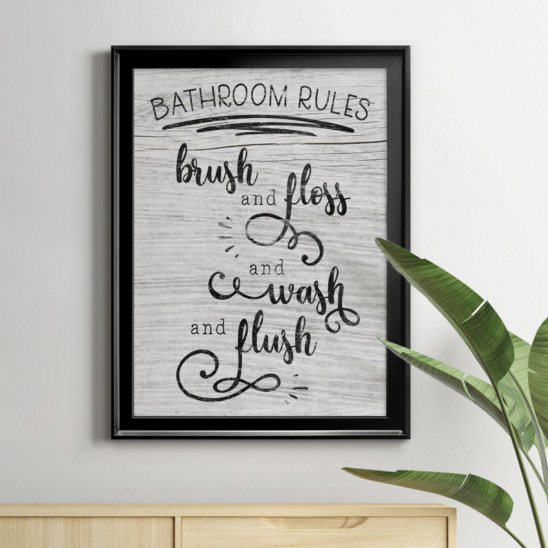 " Bathroom Rules ", 18.5" H x 24.5" W x 1.5" D, Black