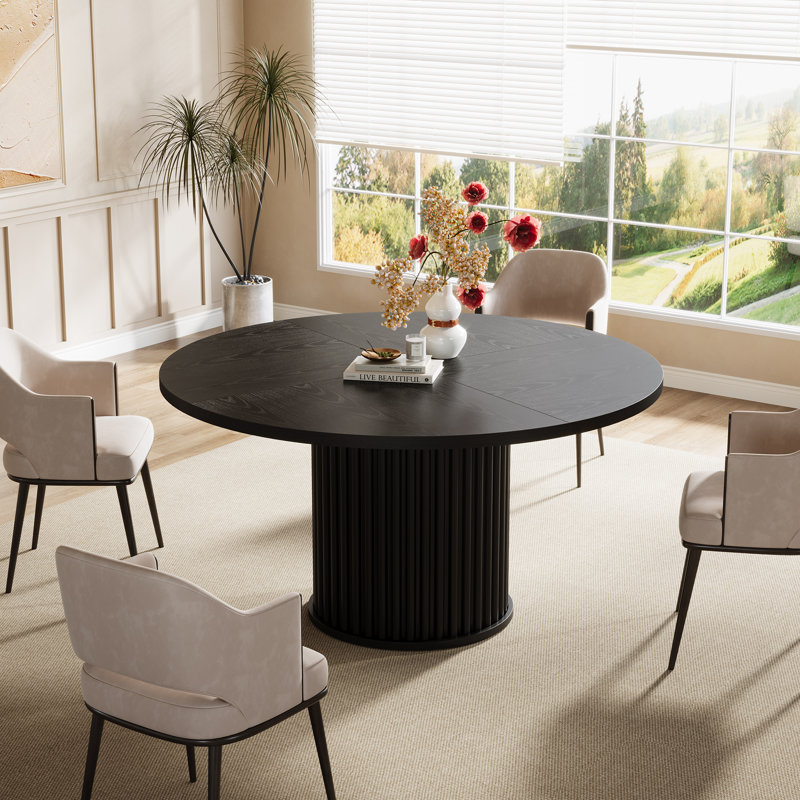 Round Dining Table, Black, Black