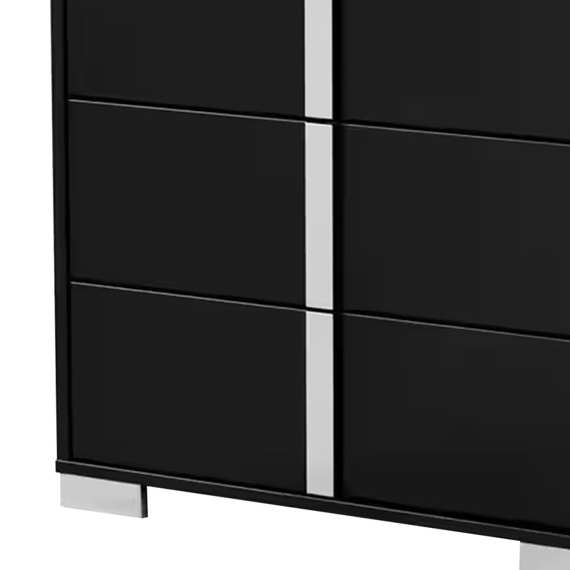 Commode contemporaine Sinistra, noir piano, Noir piano