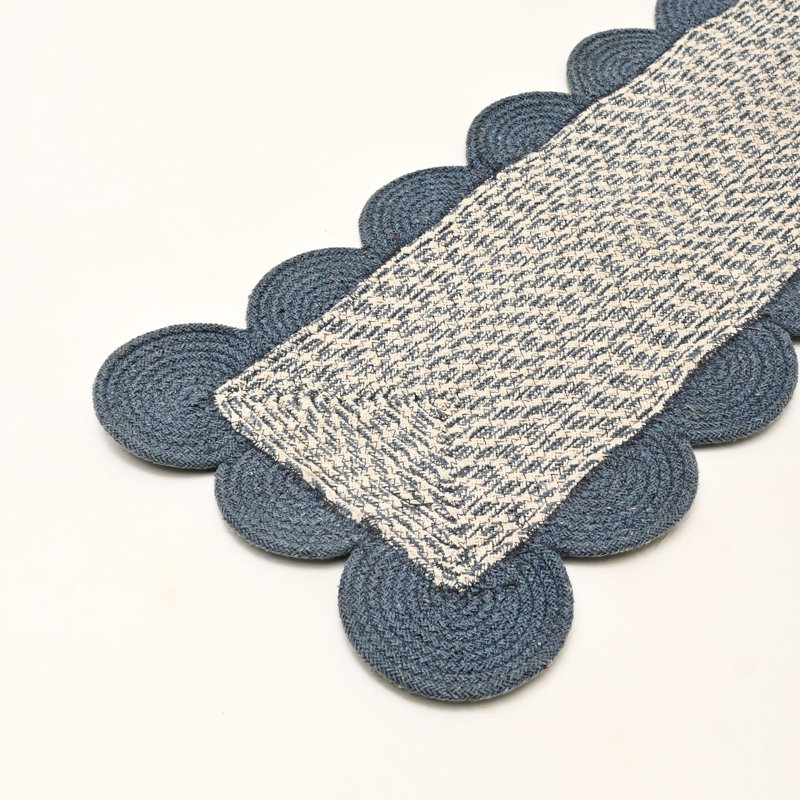 Cotton Braided Runner - Matt Finish, 183 × 36 cm, Blue