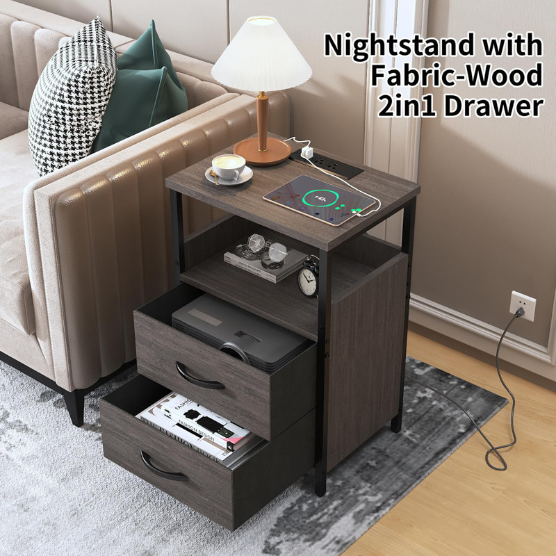 Table de bout avec station de charge, Gris