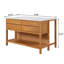Îlot de cuisine Garren de style ferme moderne de 147 cm (57,68 pouces) en bois avec plateau en placage de marbre, 4 tiroirs, porte-verres à vin et étagère ouverte