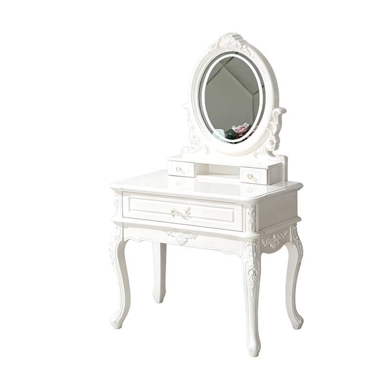 Pine Solid Wood Vanity with Mirror and Storage, H 61,42 po x l 27,56 po x P 17,72 po
