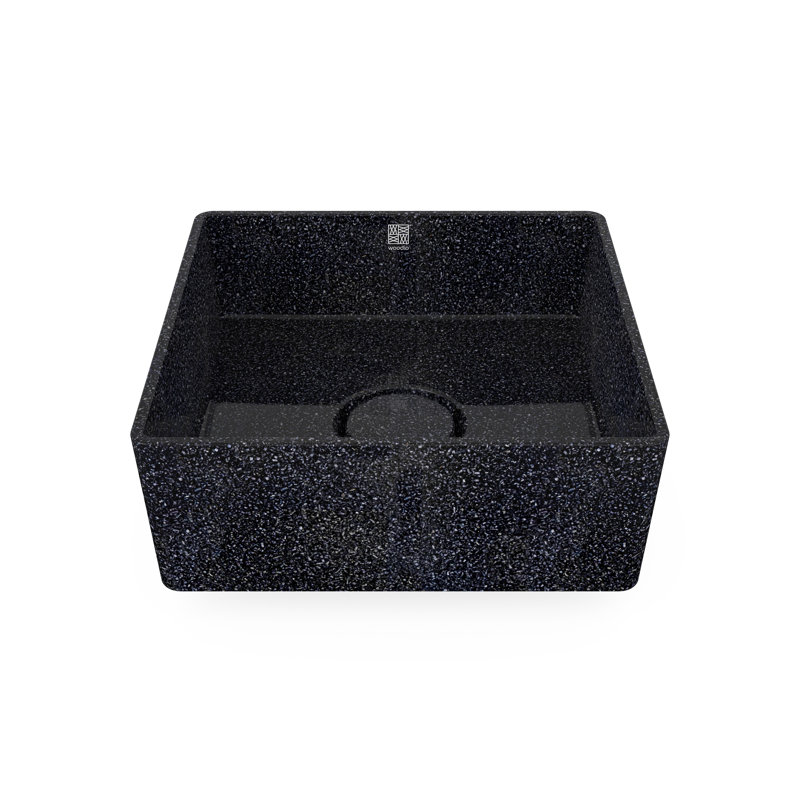 Woodio Cube40 15.748'' Wood Square Bathroom Sink, Char