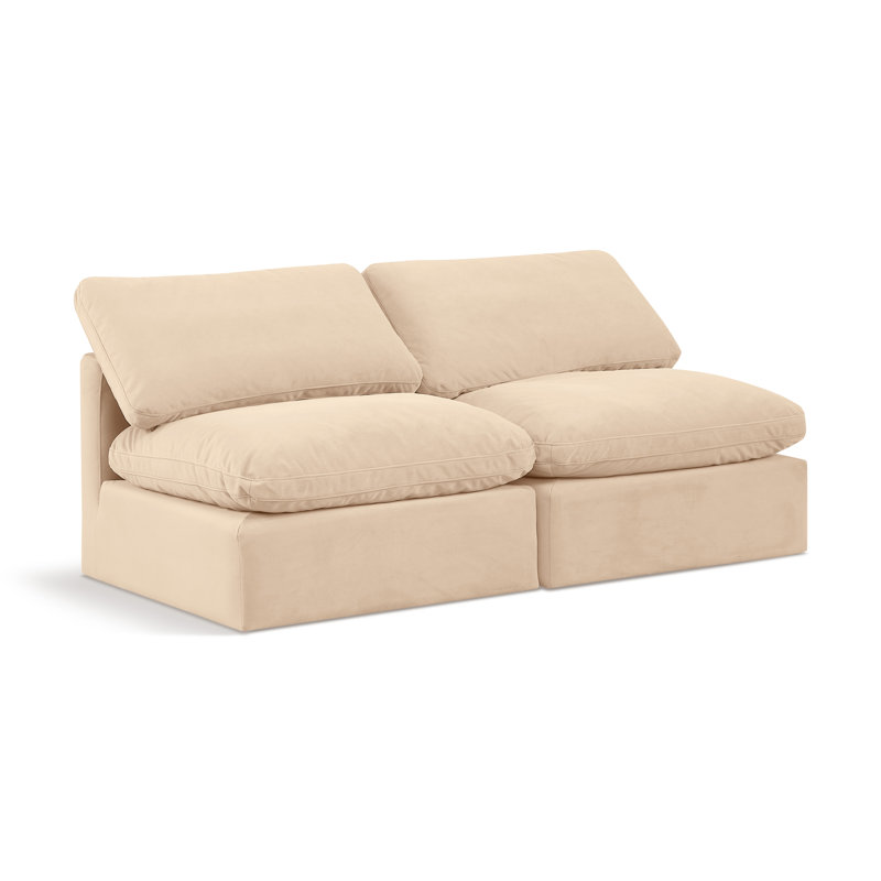 Causeuse rembourrée Hinami, Velours beige