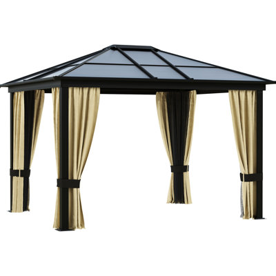 10X12 Gazebo Canopy With Polycarbonate Roof, Aluminum Frame For Outdoor Ambiance Roof & Frame, Ideal Backyard Patio