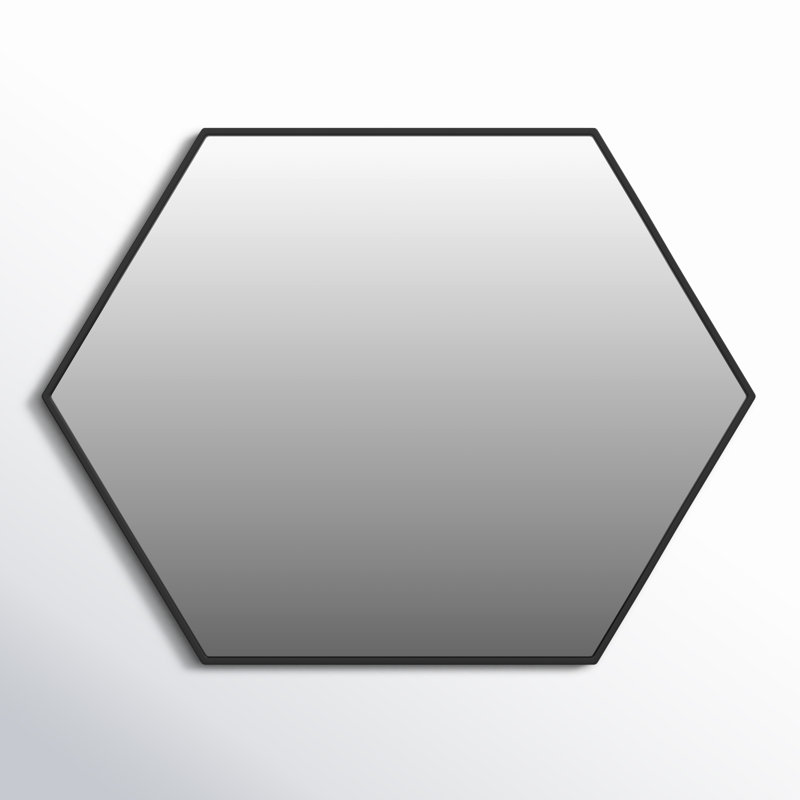 Sabine Metal Hexagon Wall Mirror, Black, 40" x 30"