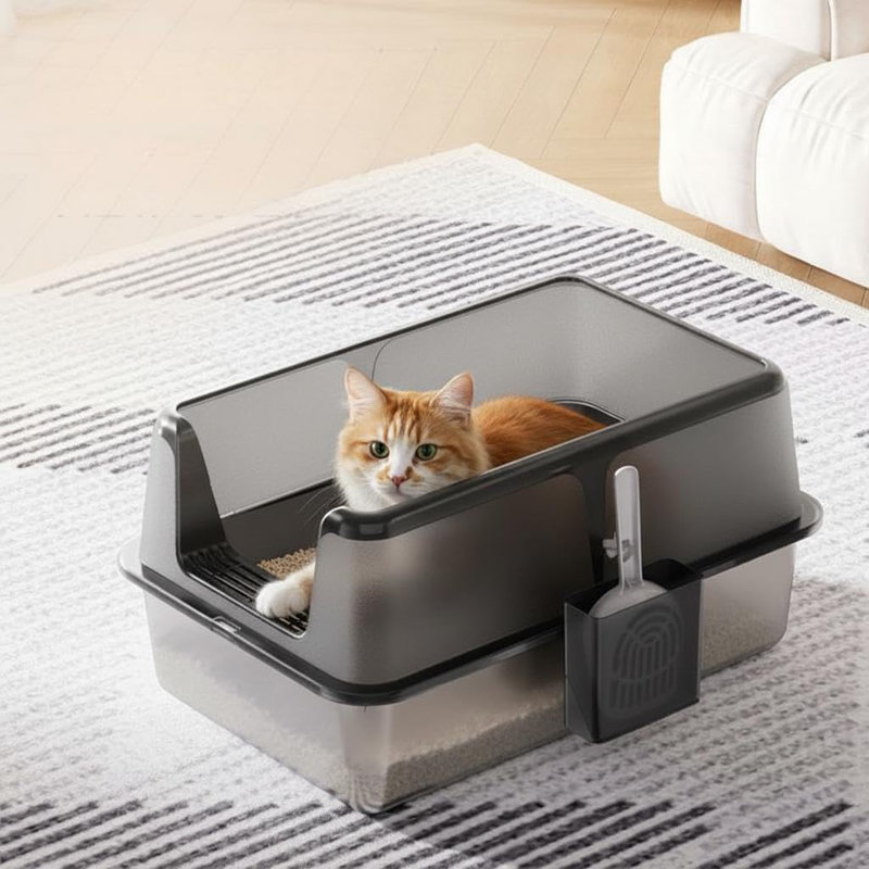 Stainless Steel Litter Box, Black