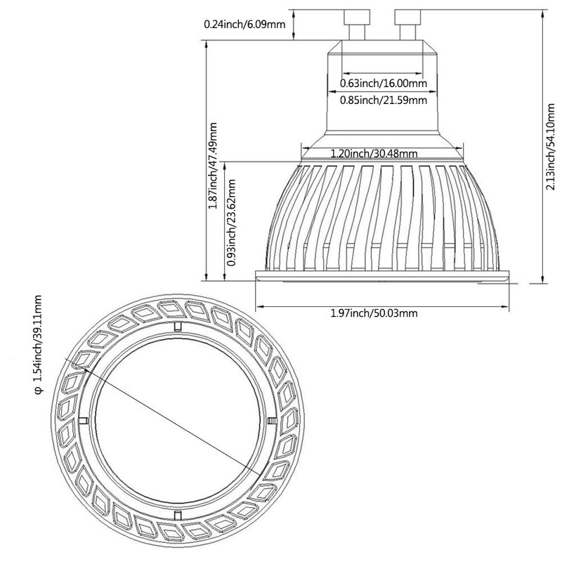 MR16 GU10 ampoule DEL, encastré, éclairage sur rail, 2700K
