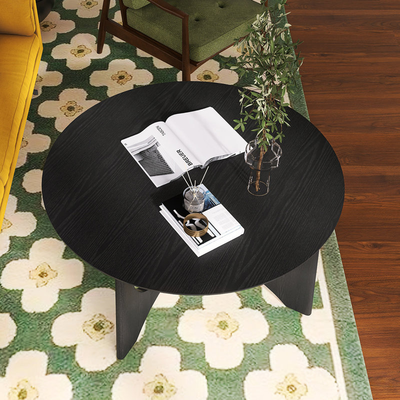 Round Wooden Coffee Table, 17.5"H x 36"W x 36"D