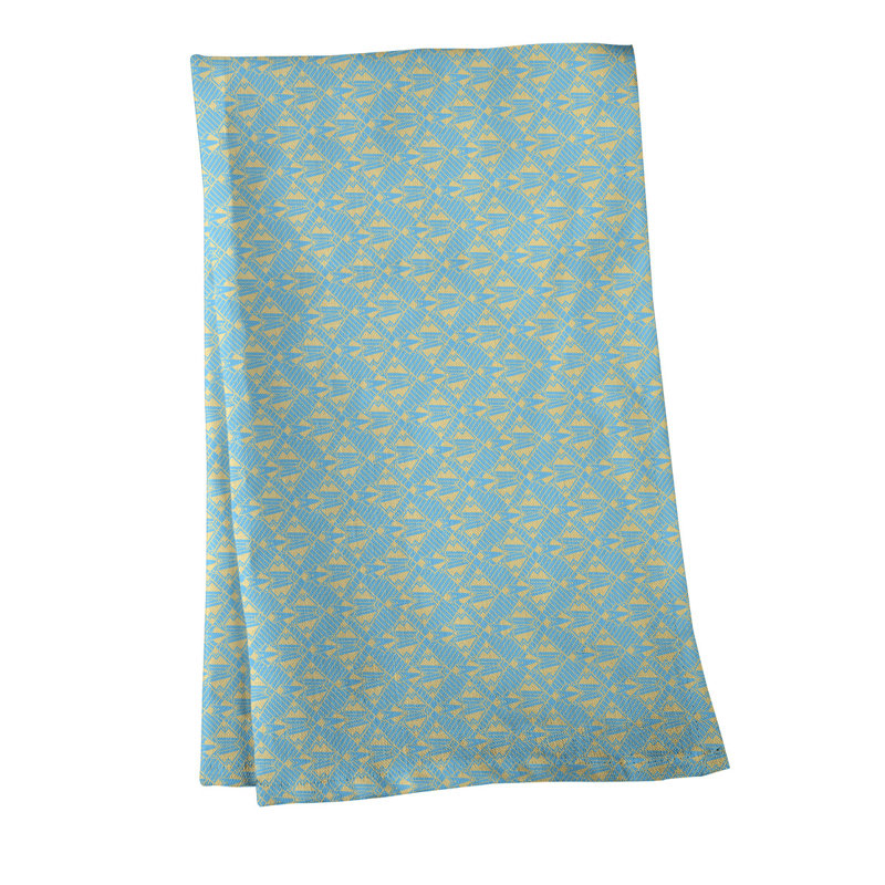 Torchon Suoz Classic Art Deco, Sergé de coton, Bleu / Jaune