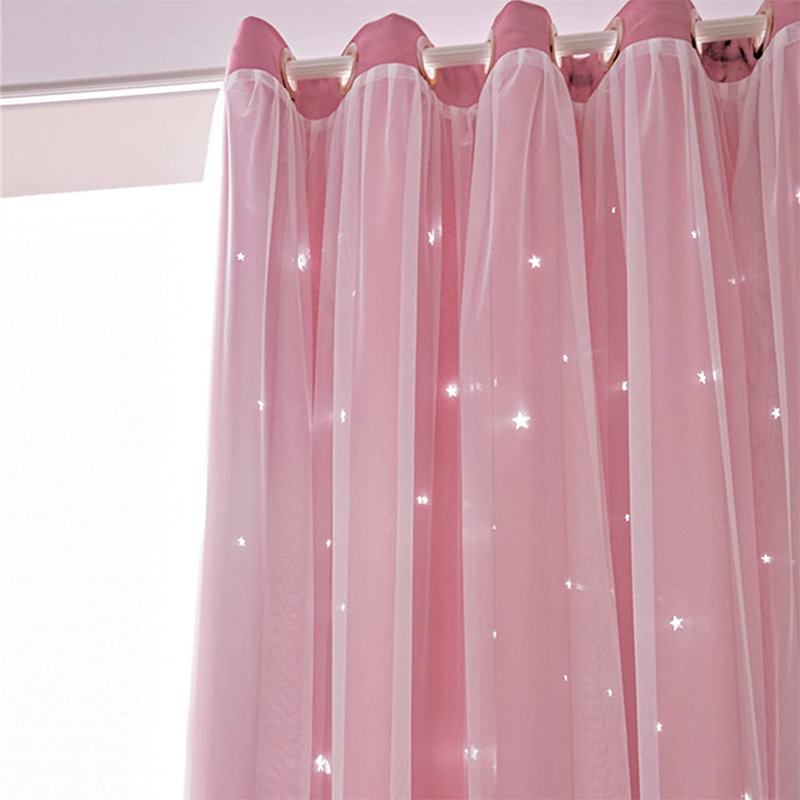 Rideau en polyester Afreena, Rose