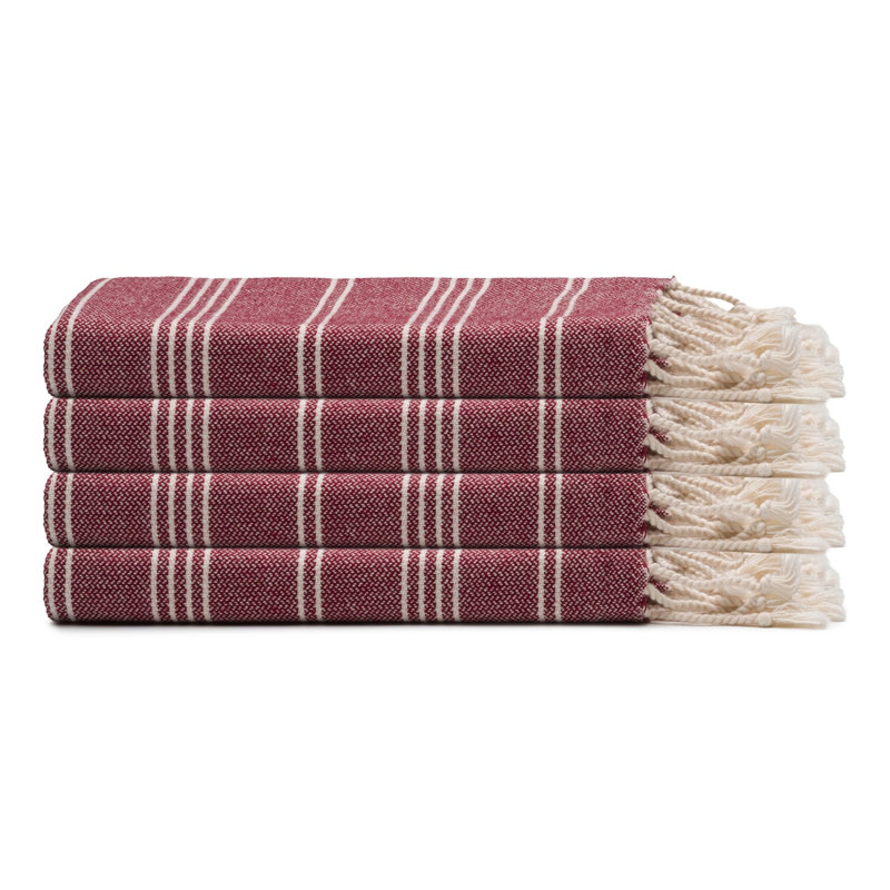 Ensemble de 4 serviettes en coton Essential, Bourgogne