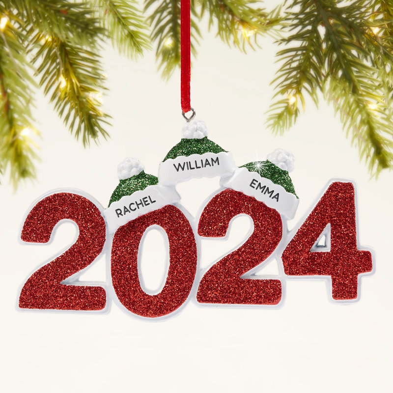 Ornement personnalisé 2024 Family - 3 noms, Oui