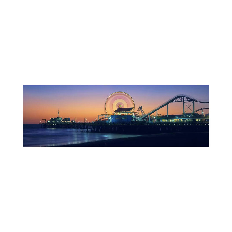 Ferris Wheel On The Pier, Santa Monica Pier, Santa Monica, Los Angeles County, California, USA by Panoramic Images - Wrapped Canvas Print
