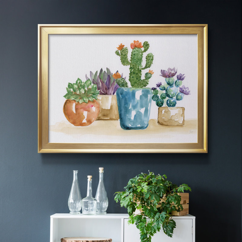 Summer Succulents II - peinture encadrée, Gold Framed Canvas, H 18,5 po x l 24,5 po x P 1,5 po