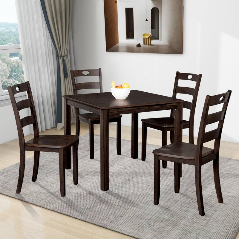 Miramare 4 - Person Four Leg Dining Set, Brown