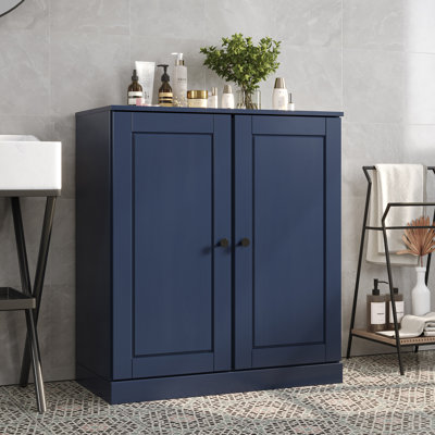 Armoire de salle de bain 100% en bois massif avec portes, tablettes réglables, armoire de rangement modulaire pour salle de bain et buanderie, l 32 po x H 35,75 po